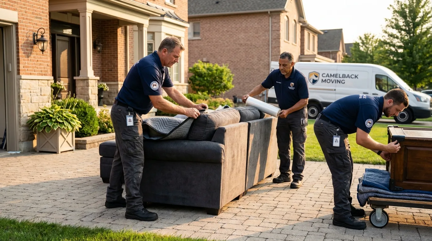 Large estate moving crew wrapping furniture in Fort Myers Beach, FL